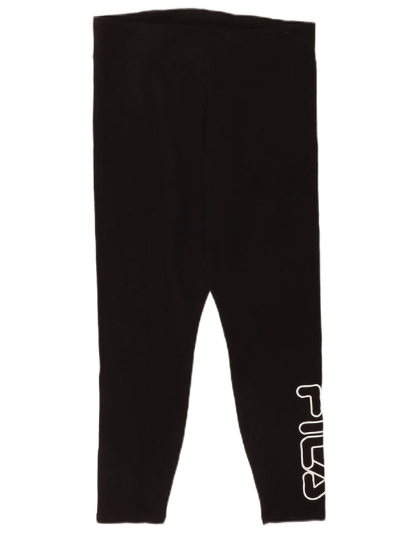 Fila Womens Graphic Crop Leggings Large Black Cotton