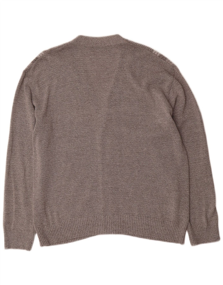 Senator Mens Cardigan Sweater IT 52 Large Grey Striped Cotton