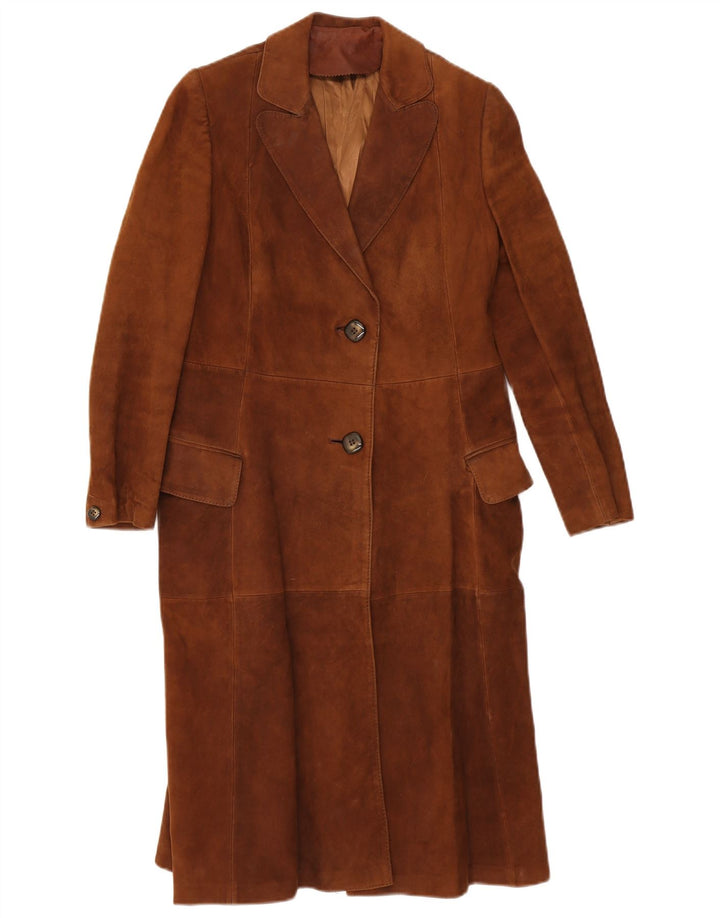 Vintage Womens Suede Overcoat IT 44 Medium Brown