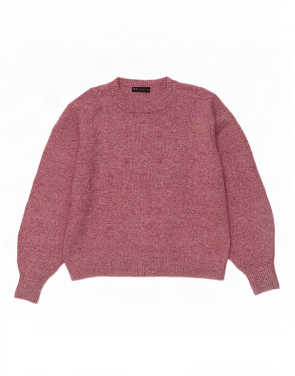 Marks & Spencer Womens Crew Neck Jumper Sweater UK 16 Large Pink Flecked