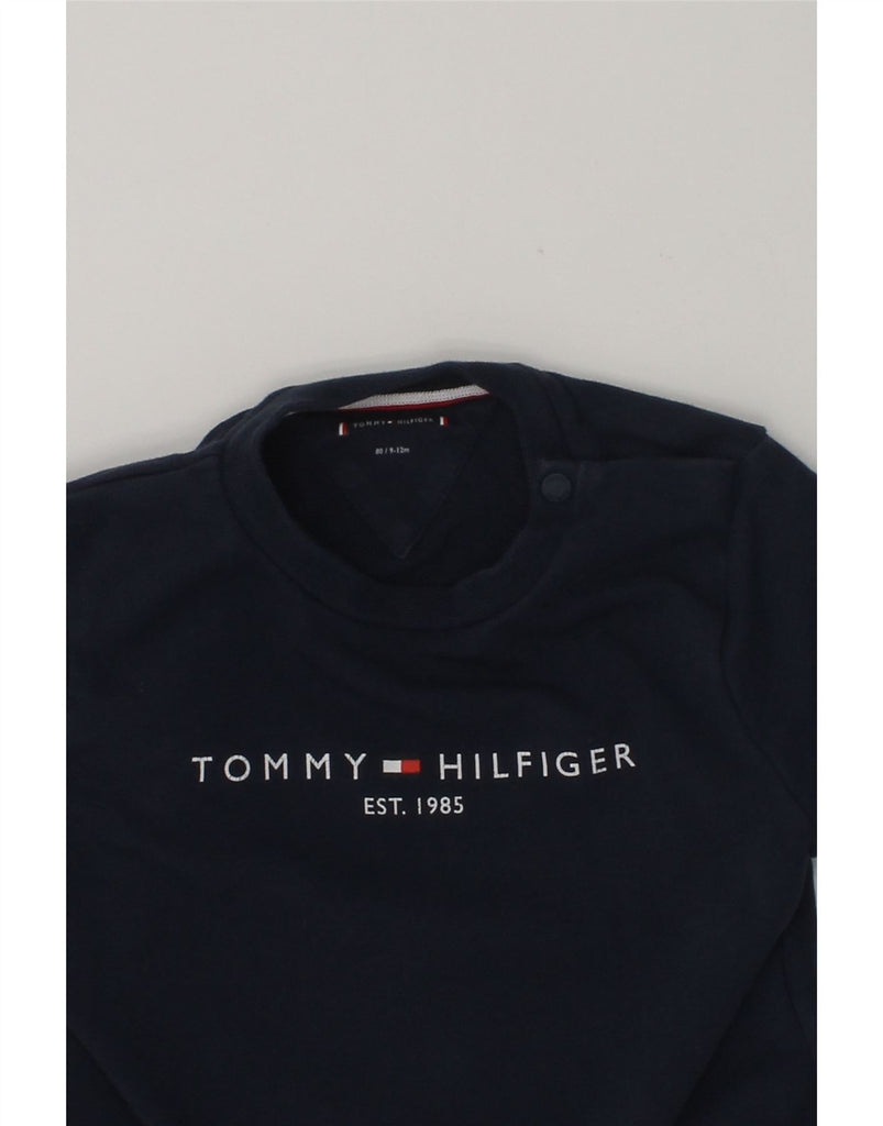 TOMMY HILFIGER Baby Boys Graphic Sweatshirt Jumper 9-12 Months Navy Blue | Vintage Tommy Hilfiger | Thrift | Second-Hand Tommy Hilfiger | Used Clothing | Messina Hembry 