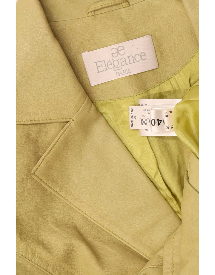 Elegance Womens 3 Button Leather Blazer Jacket UK 10 Small  Green Leather
