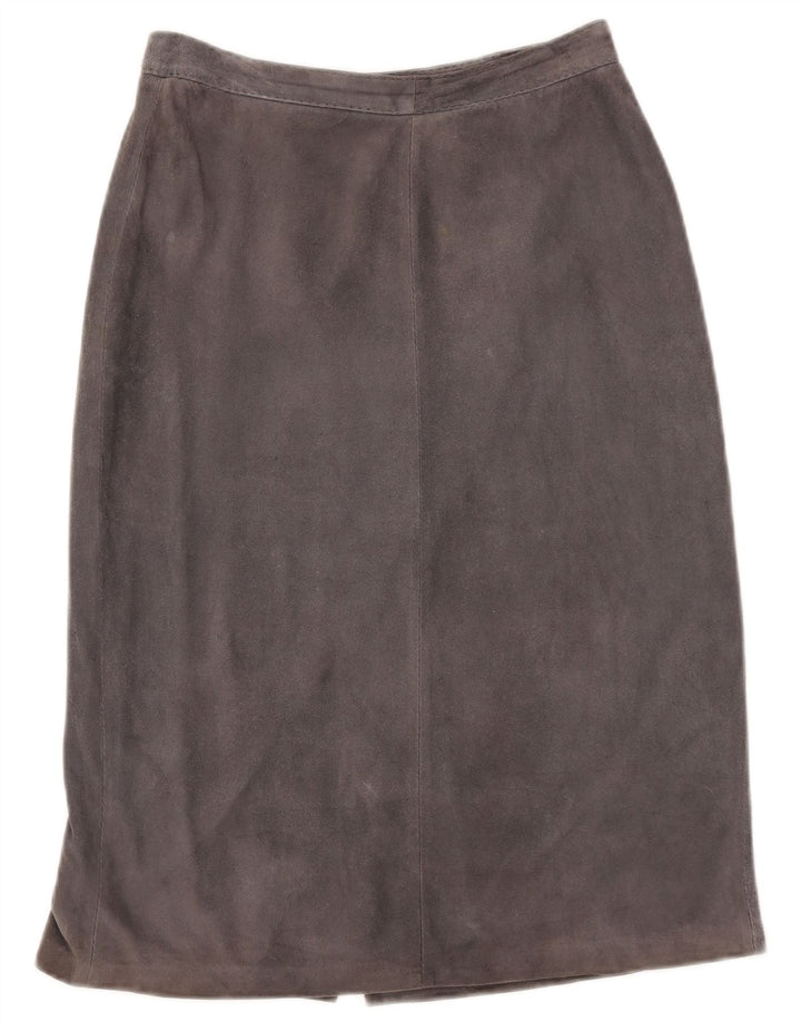 VINTAGE Womens Suede Skirt IT 44 W27 L26 Grey