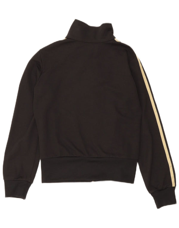 Adidas Womens Tracksuit Top Jacket UK 12 Medium Black Cotton