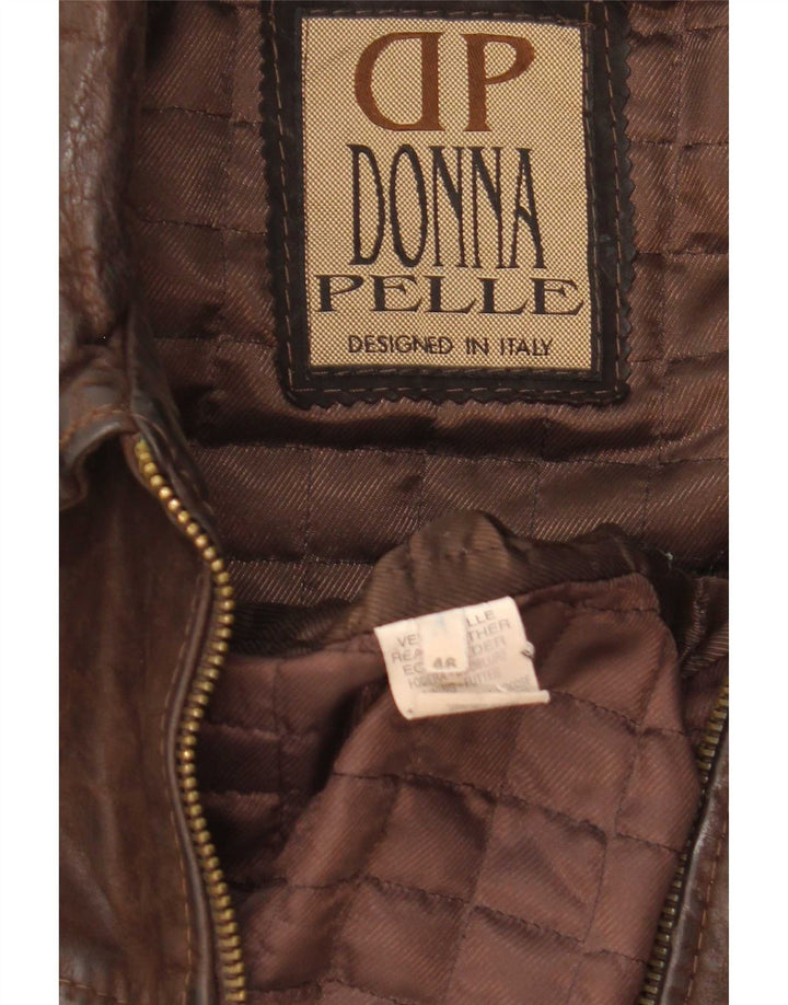Donna Pelle Mens Loose Fit Leather Jacket IT 46 Small Brown Leather
