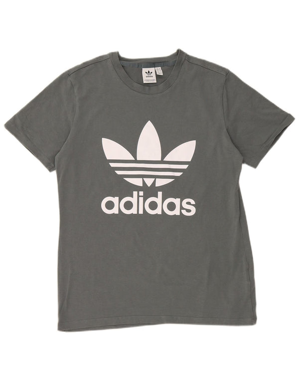 ADIDAS Womens Graphic T-Shirt Top UK 16 Large Grey Cotton