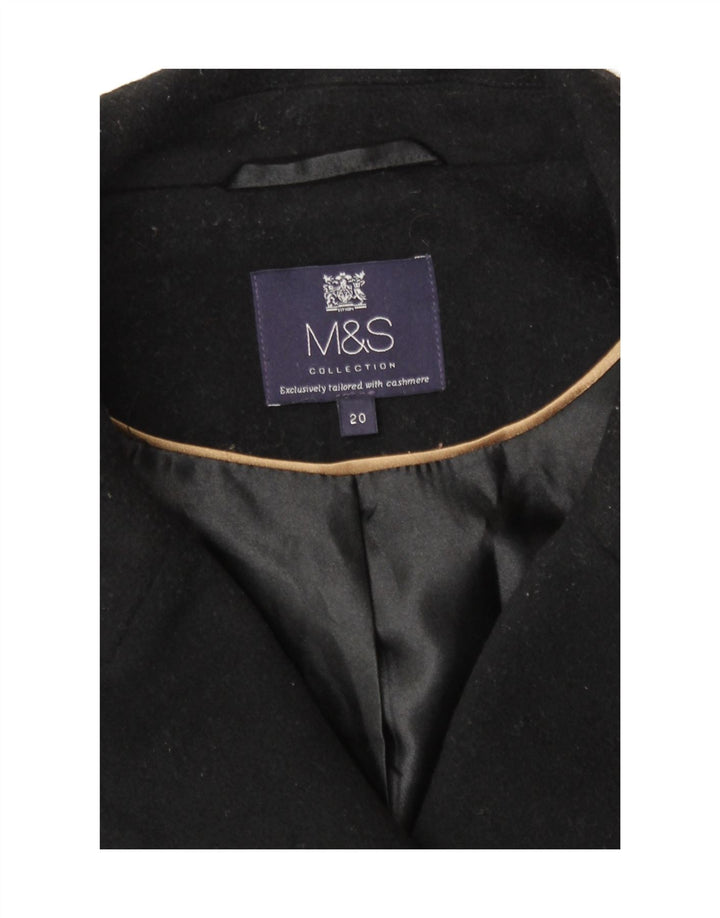 Marks & Spencer Womens Double Breasted Coat UK 20 2XL Black Wool