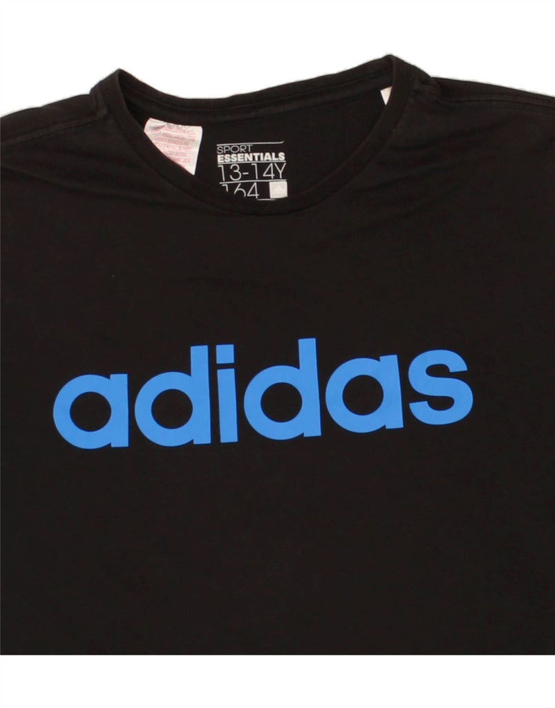 ADIDAS Boys Graphic T-Shirt Top 13-14 Years Black Cotton Vintage Adidas and Second-Hand Adidas from Messina Hembry 