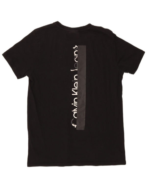Calvin Klein Jeans Womens Graphic T-Shirt Top UK 14 Medium Black Cotton