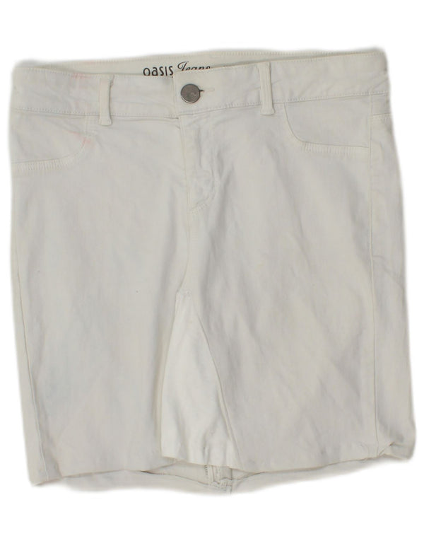 Oasis Womens Denim Shorts UK 12 Medium W28 White Cotton