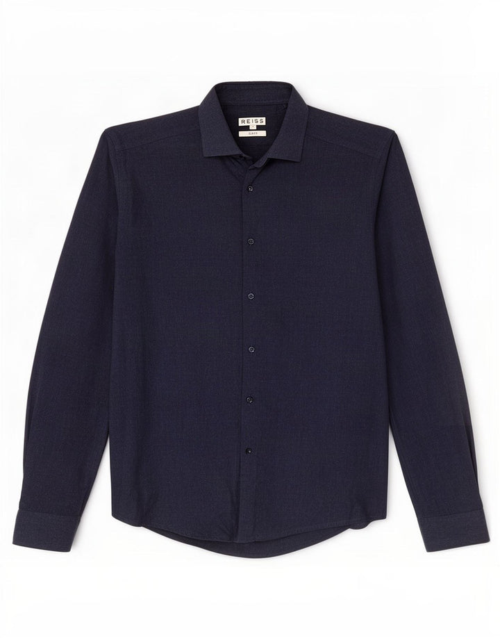 Reiss Mens Slim Fit Shirt Small Navy Blue Cotton