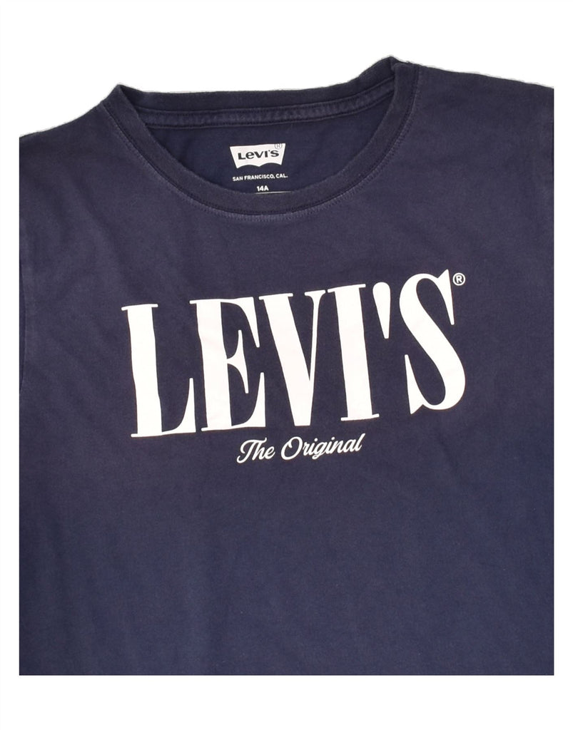 LEVI'S Boys Graphic T-Shirt Top 13-14 Years Navy Blue Cotton | Vintage Levi's | Thrift | Second-Hand Levi's | Used Clothing | Messina Hembry 