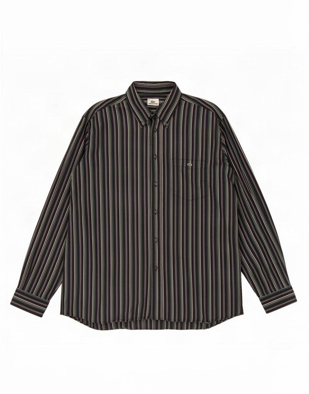 Lacoste Mens Shirt Size 43 Large Black Striped