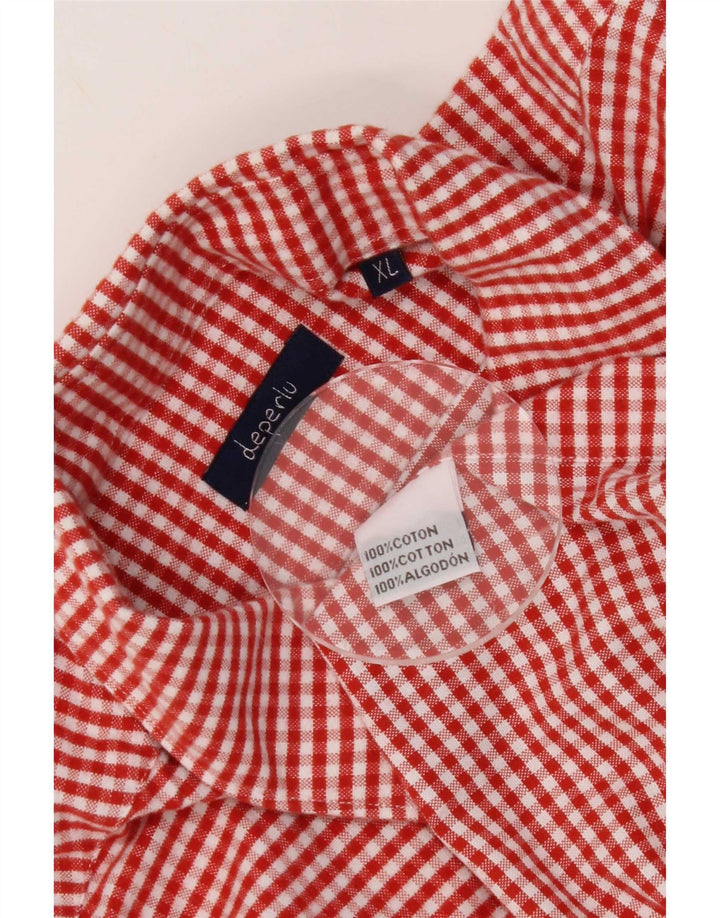 Deperlu Mens Flannel Shirt XL Red Gingham Cotton