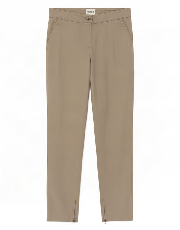 Reiss Womens Slim Chino Trousers UK 6 XS W25 L28 Green Viscose