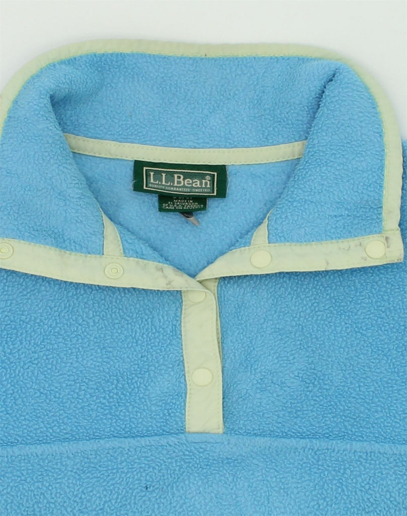 L.L.BEAN Womens Button Neck Fleece Jumper UK 12 Medium Blue Polyester | Vintage L.L.Bean | Thrift | Second-Hand L.L.Bean | Used Clothing | Messina Hembry 