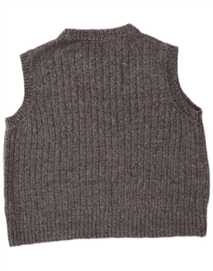 MARKS & SPENCER Womens Crop Vest Tank Top UK 16 Large Grey Polyester