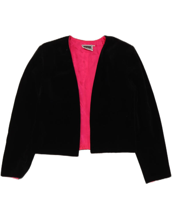 Luisa Spagnoli Womens Open Bolero Jacket IT 44 Medium Black Cotton