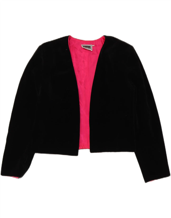 Luisa Spagnoli Womens Open Bolero Jacket IT 44 Medium Black Cotton