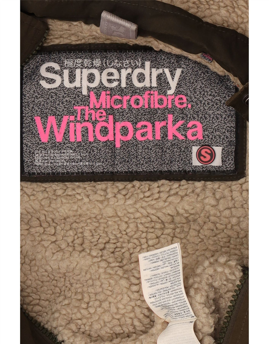 Superdry Womens Hooded Parka Jacket UK 10 Small Khaki Cotton