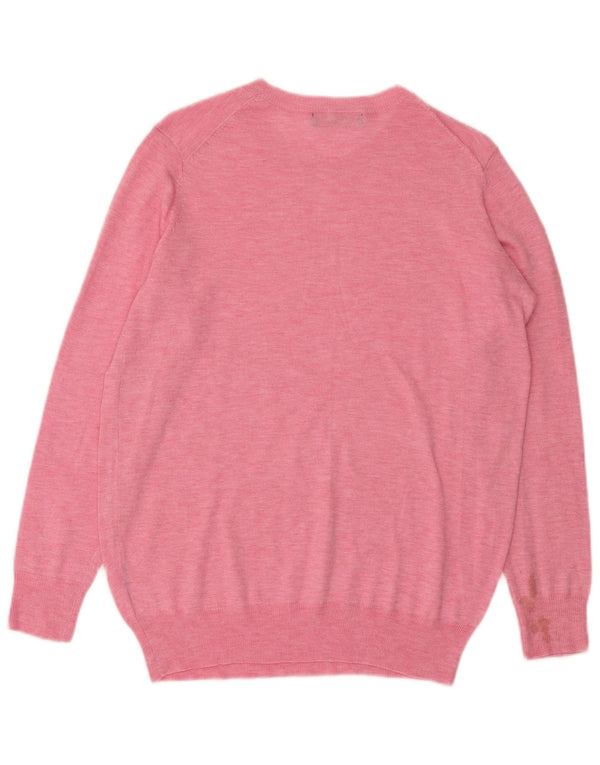 Zara Womens Boat Neck Jumper Sweater UK 10 Small Pink Flecked
