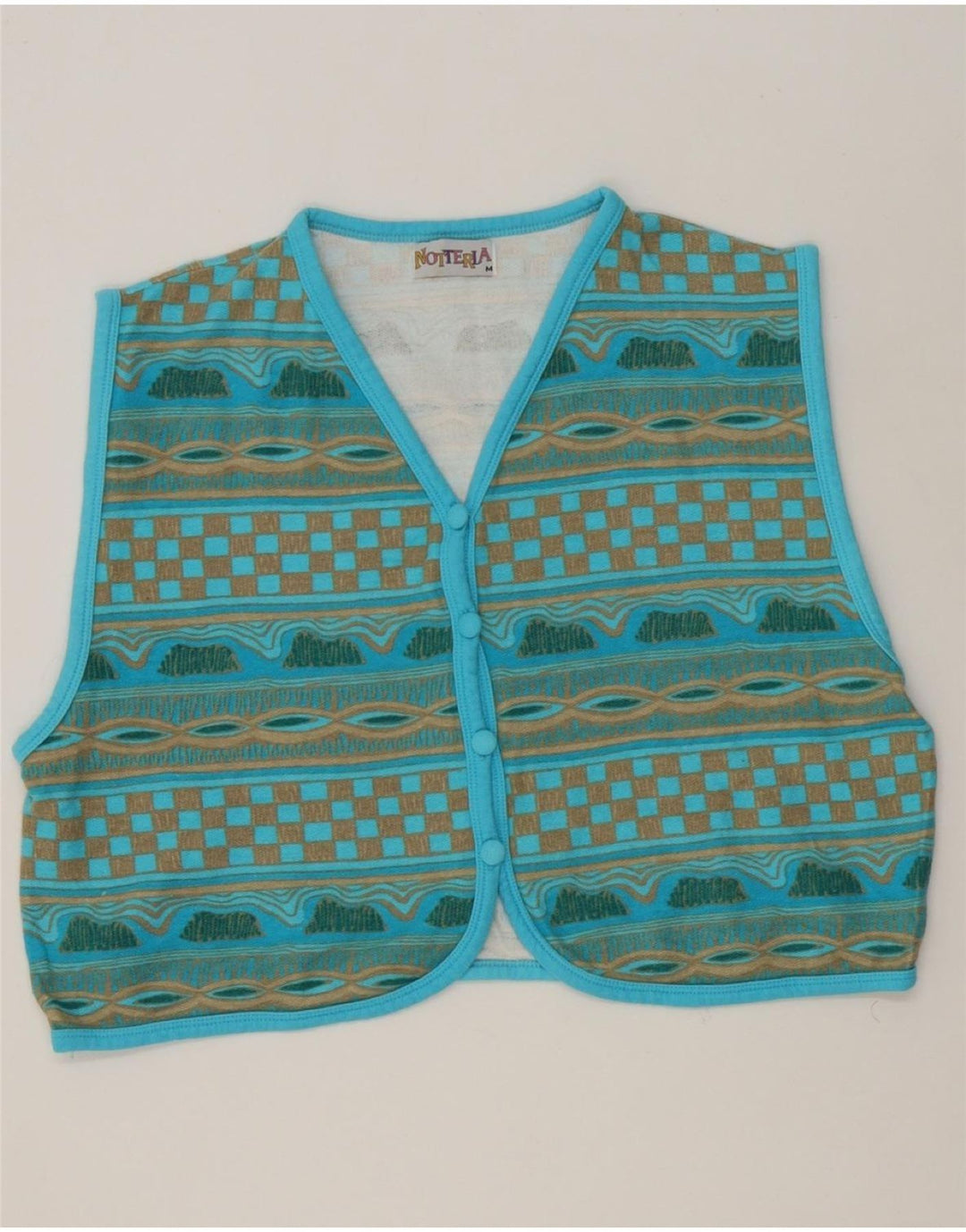 VINTAGE Womens Waistcoat UK 14 Medium Blue Striped Vintage Vintage and Second-Hand Vintage from Messina Hembry 