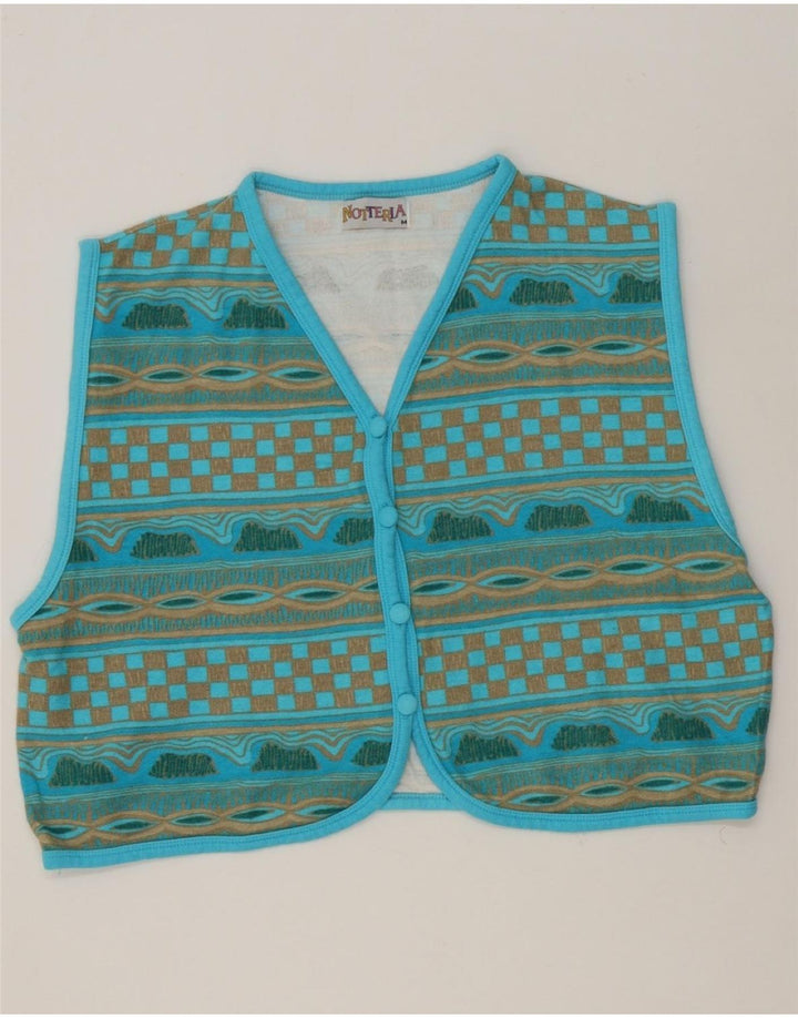 VINTAGE Womens Waistcoat UK 14 Medium Blue Striped Vintage Vintage and Second-Hand Vintage from Messina Hembry 