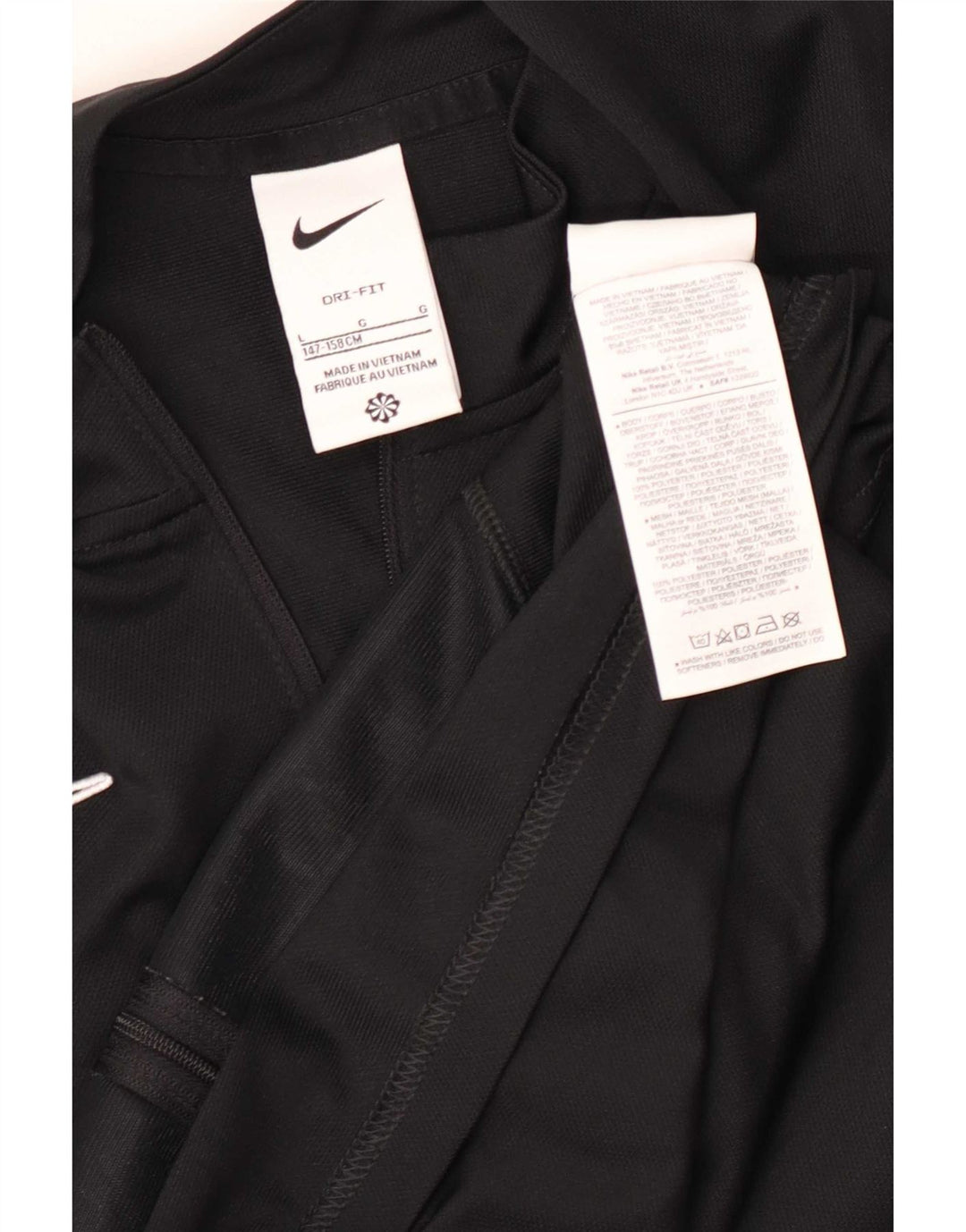 Nike Boys Dri Fit Tracksuit Top Jacket 12-13 Years Large Black Polyester