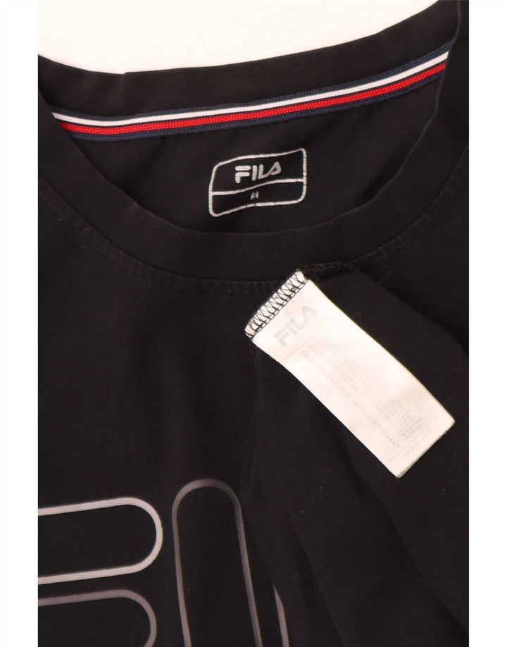 Fila Mens Graphic T-Shirt Top Medium Black Cotton