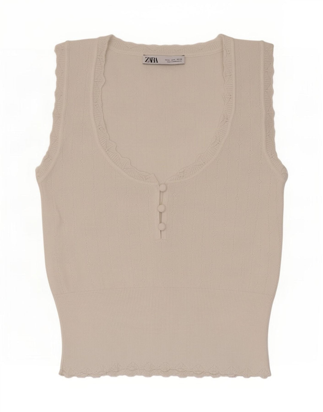 Zara Womens Vest Top UK 12 Medium White Viscose