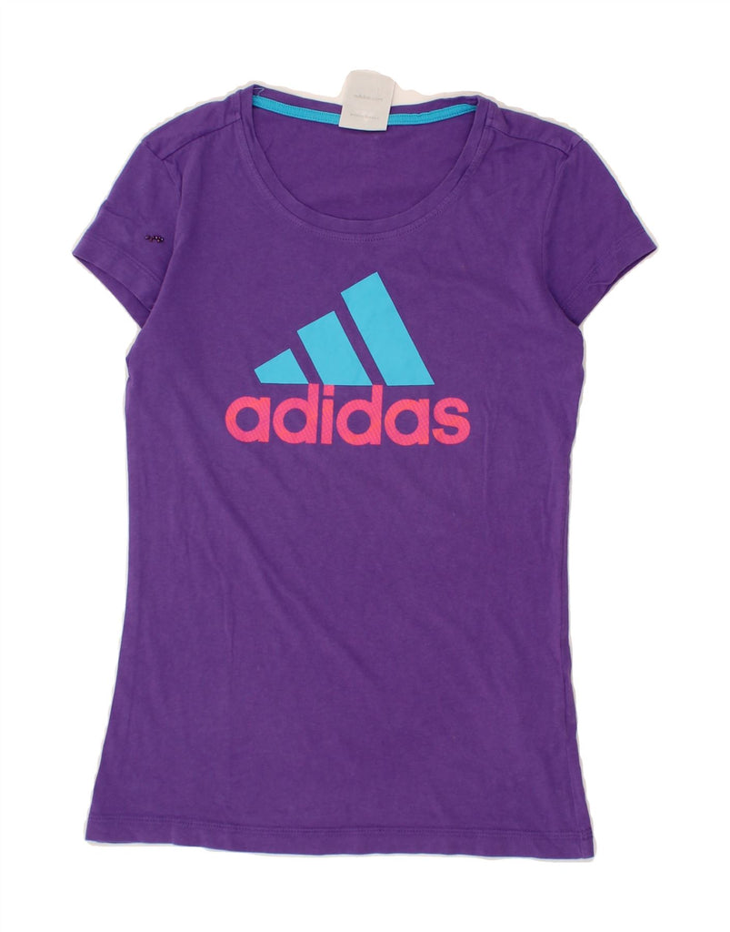 ADIDAS Womens Graphic T-Shirt Top UK 8 Small Purple Cotton Vintage Adidas and Second-Hand Adidas from Messina Hembry 
