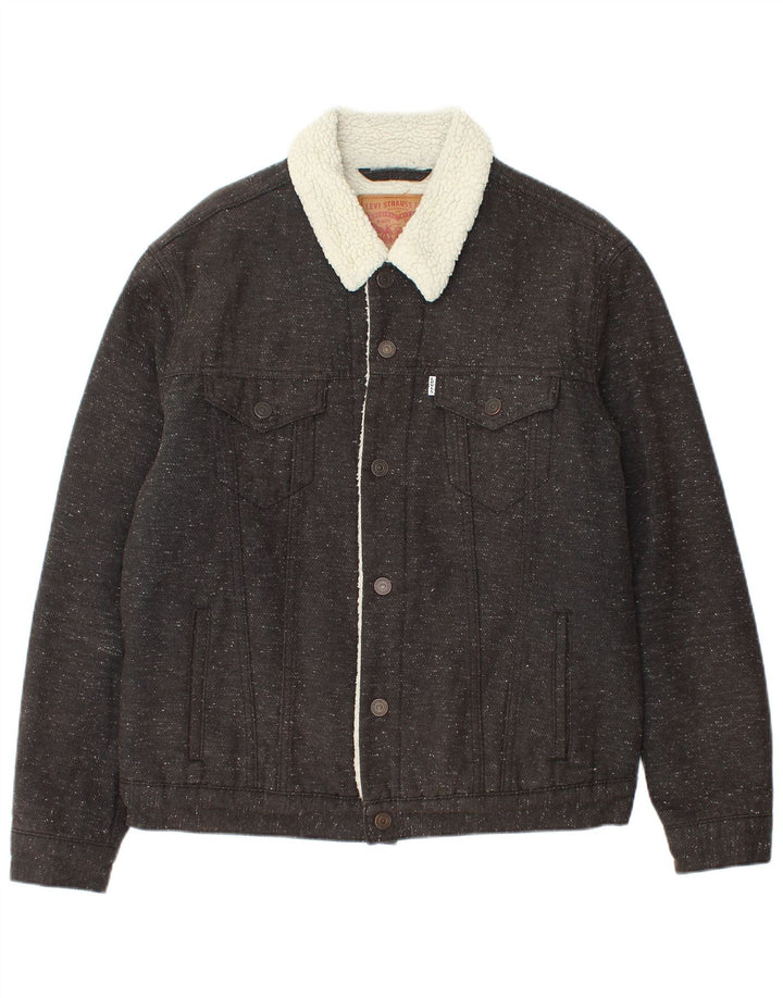 Levi's Mens Sherpa Jacket UK 40 Large Grey Flecked Cotton