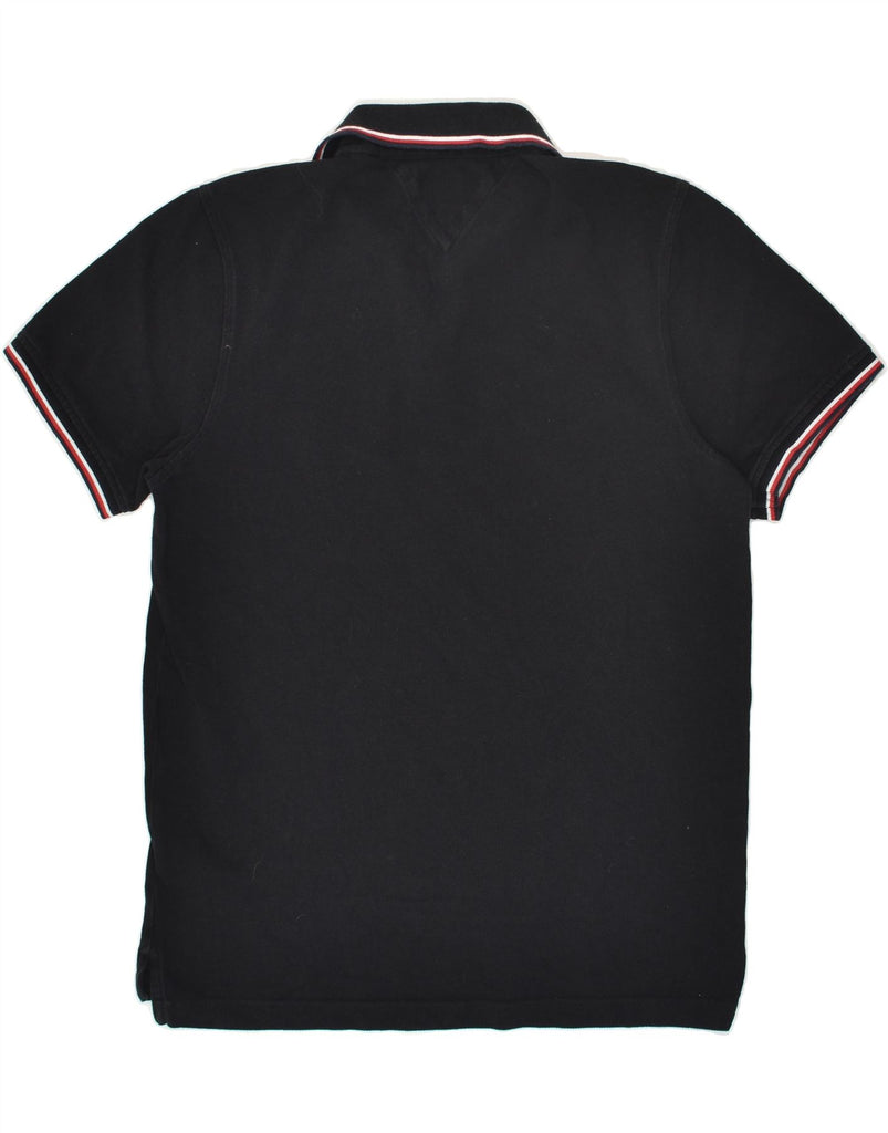 TOMMY HILFIGER Mens Slim Fit Polo Shirt Large Black Cotton | Vintage Tommy Hilfiger | Thrift | Second-Hand Tommy Hilfiger | Used Clothing | Messina Hembry 