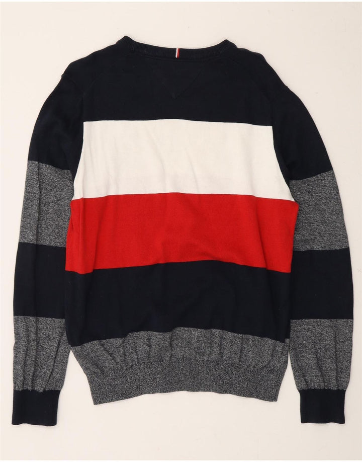 TOMMY HILFIGER Mens Boat Neck Jumper Sweater Medium Multicoloured Vintage Tommy Hilfiger and Second-Hand Tommy Hilfiger from Messina Hembry 