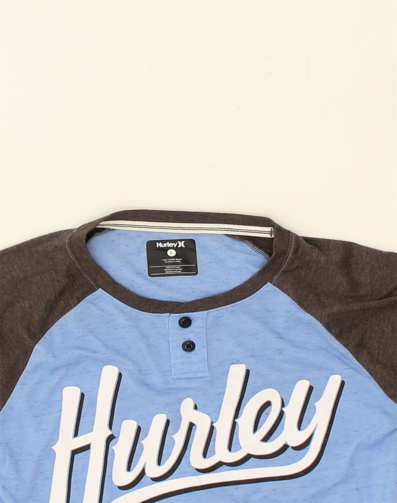 HURLEY Boys Graphic Top Long Sleeve 12-13 Years Large Blue Colourblock | Vintage Hurley | Thrift | Second-Hand Hurley | Used Clothing | Messina Hembry 