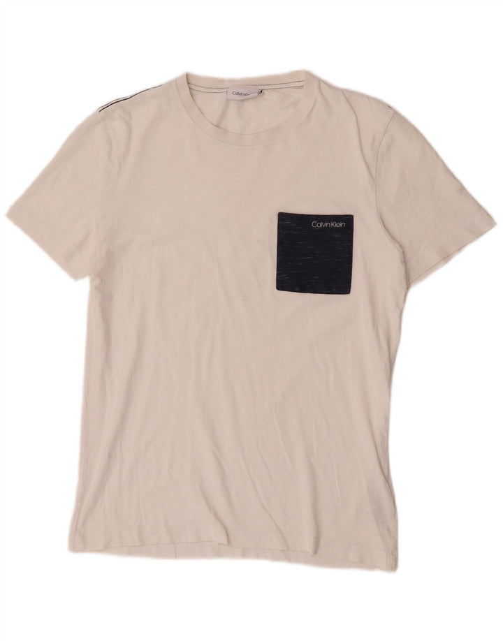Calvin Klein Mens T-Shirt Top Small White Cotton