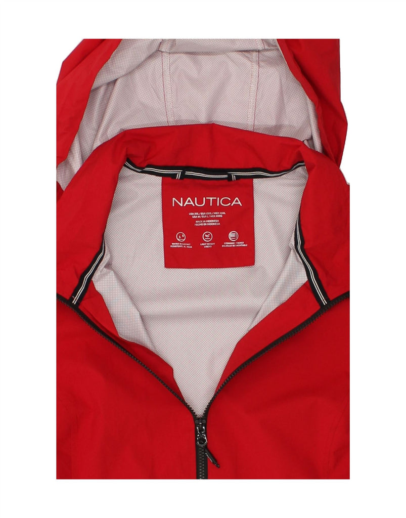 NAUTICA Mens Hooded Rain Jacket UK 40 Large Red Polyester | Vintage Nautica | Thrift | Second-Hand Nautica | Used Clothing | Messina Hembry 