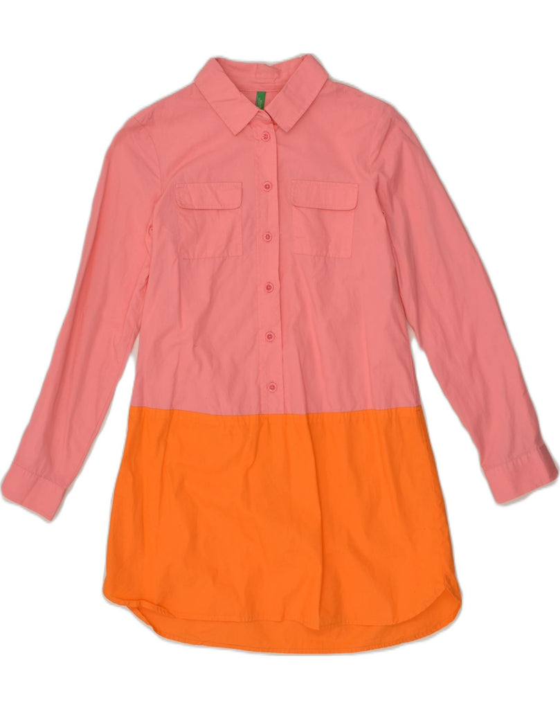 BENETTON Girls Shirt Dress 10-11 Years XL Pink Colourblock Cotton | Vintage Benetton | Thrift | Second-Hand Benetton | Used Clothing | Messina Hembry 