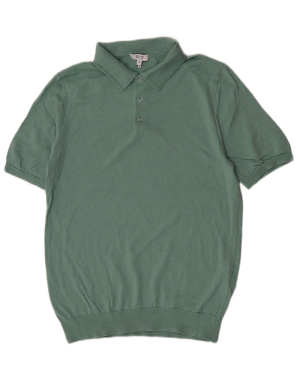 Reiss Mens Polo Shirt Medium Green Wool