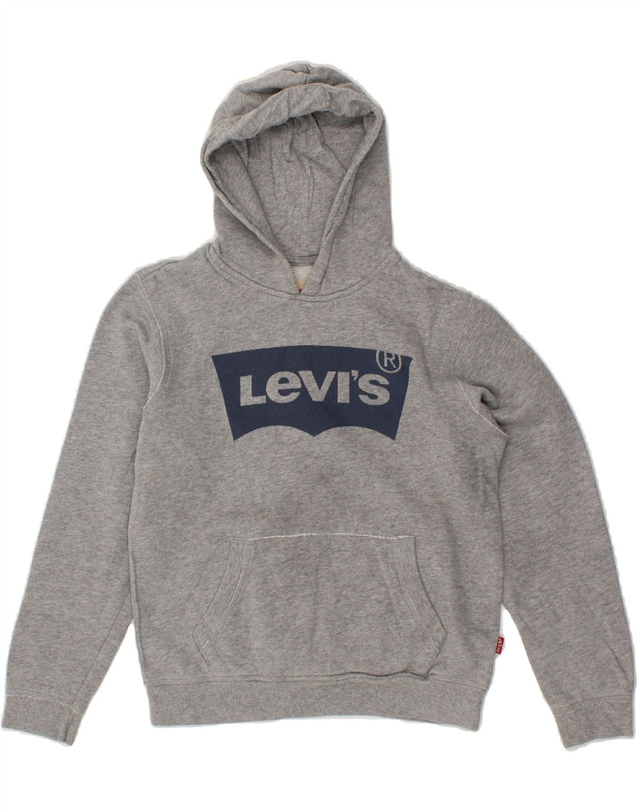 LEVI'S Boys Graphic Hoodie Jumper 11-12 Years Grey Cotton Vintage Levi's and Second-Hand Levi's from Messina Hembry 