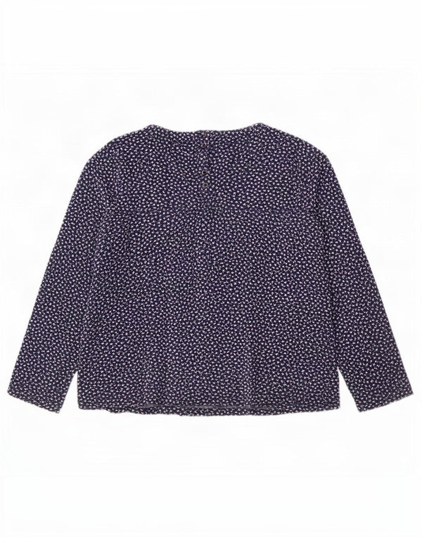 Fat Face Womens Abstract Pattern Top Long Sleeve UK 16 Large Navy Blue