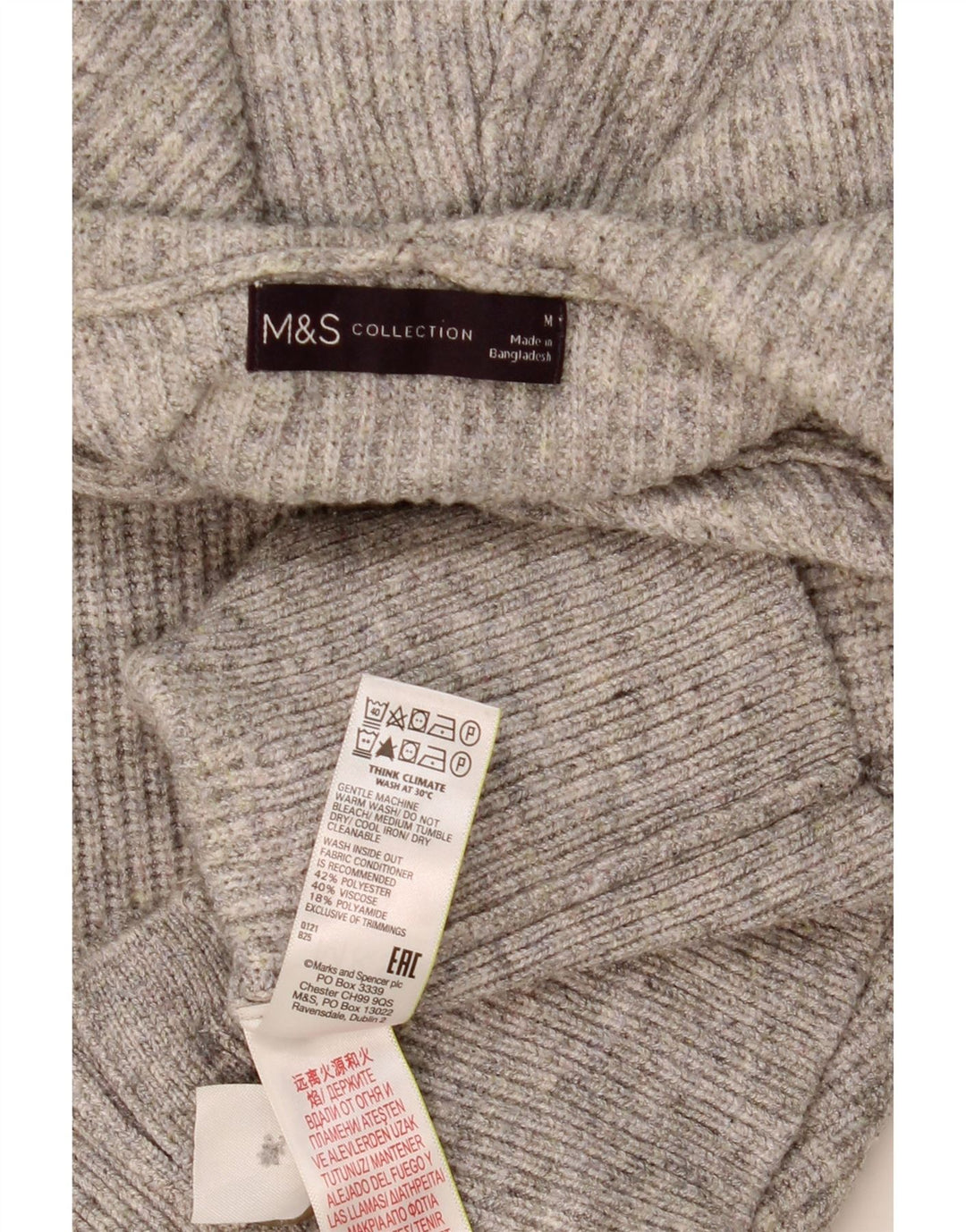 MARKS & SPENCER Womens Hooded Cardigan Sweater UK 14 Medium Grey Polyester
