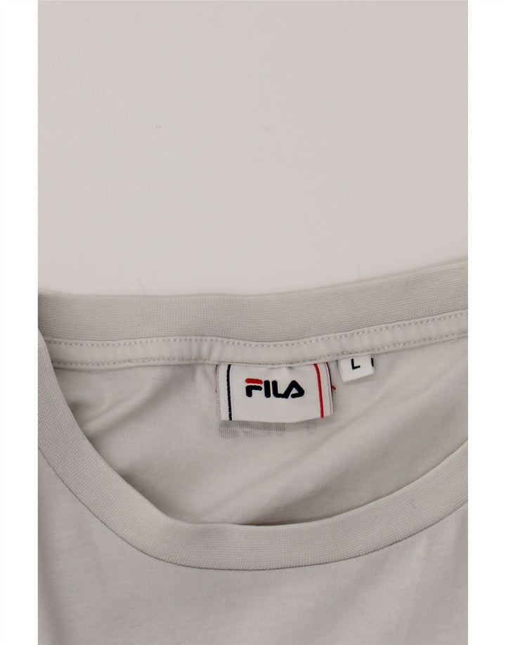 FILA Womens T-Shirt Top UK 16 Large Grey Cotton Vintage Fila and Second-Hand Fila from Messina Hembry 