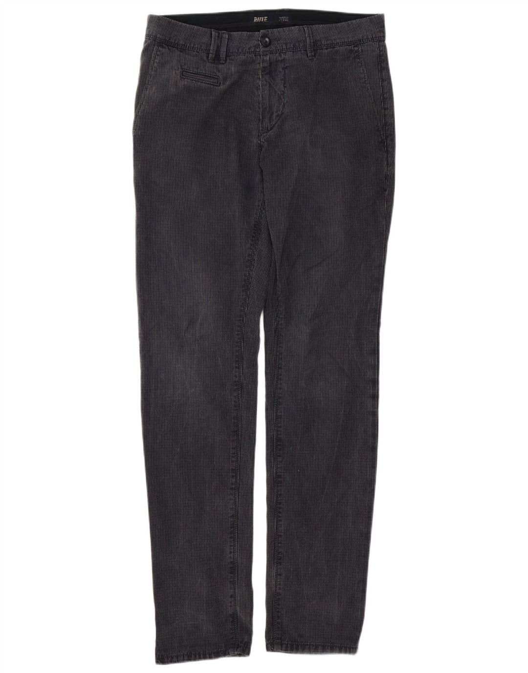Rifle Mens Slim Chino Trousers W32 L33 Navy Blue Check
