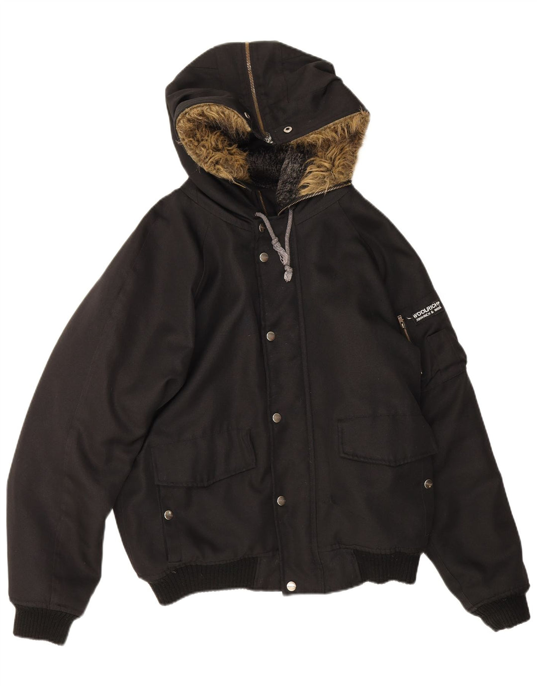 Woolrich Mens Hooded Bomber Jacket IT 46 Small Black Nylon