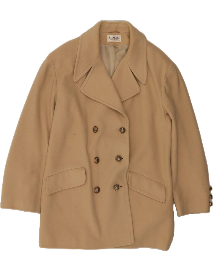 L.A.S Womens Loose Fit Double Breasted Coat UK 16 Large Beige Wool Vintage L.A.S and Second-Hand L.A.S from Messina Hembry 