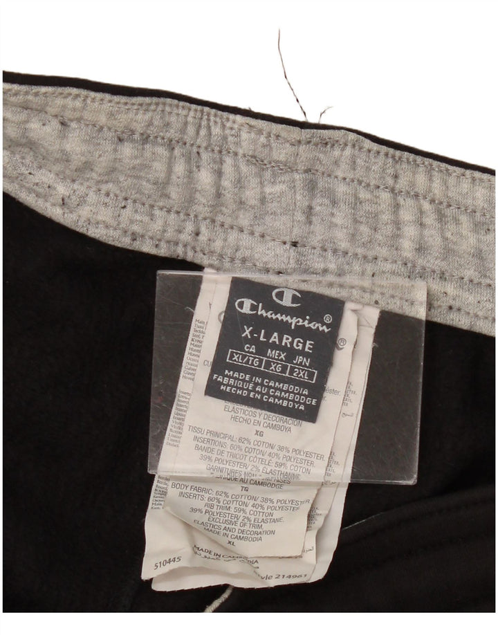 CHAMPION Mens Graphic Tracksuit Trousers Joggers XL Black Cotton