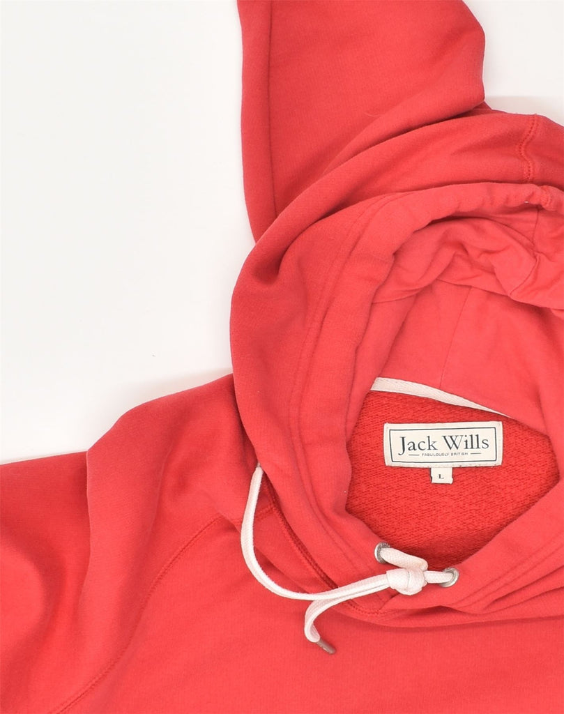 JACK WILLS Mens Graphic Hoodie Jumper Large Red Cotton | Vintage Jack Wills | Thrift | Second-Hand Jack Wills | Used Clothing | Messina Hembry 
