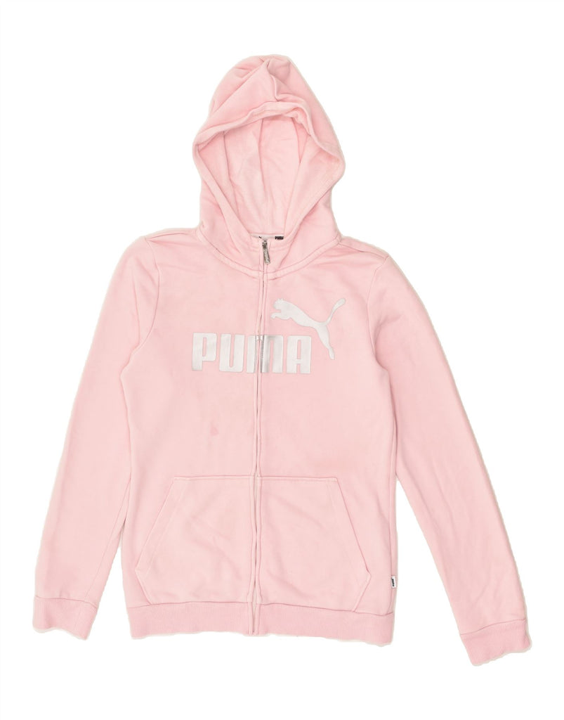 PUMA Girls Graphic Zip Hoodie Sweater 13-14 Years Pink Cotton | Vintage Puma | Thrift | Second-Hand Puma | Used Clothing | Messina Hembry 