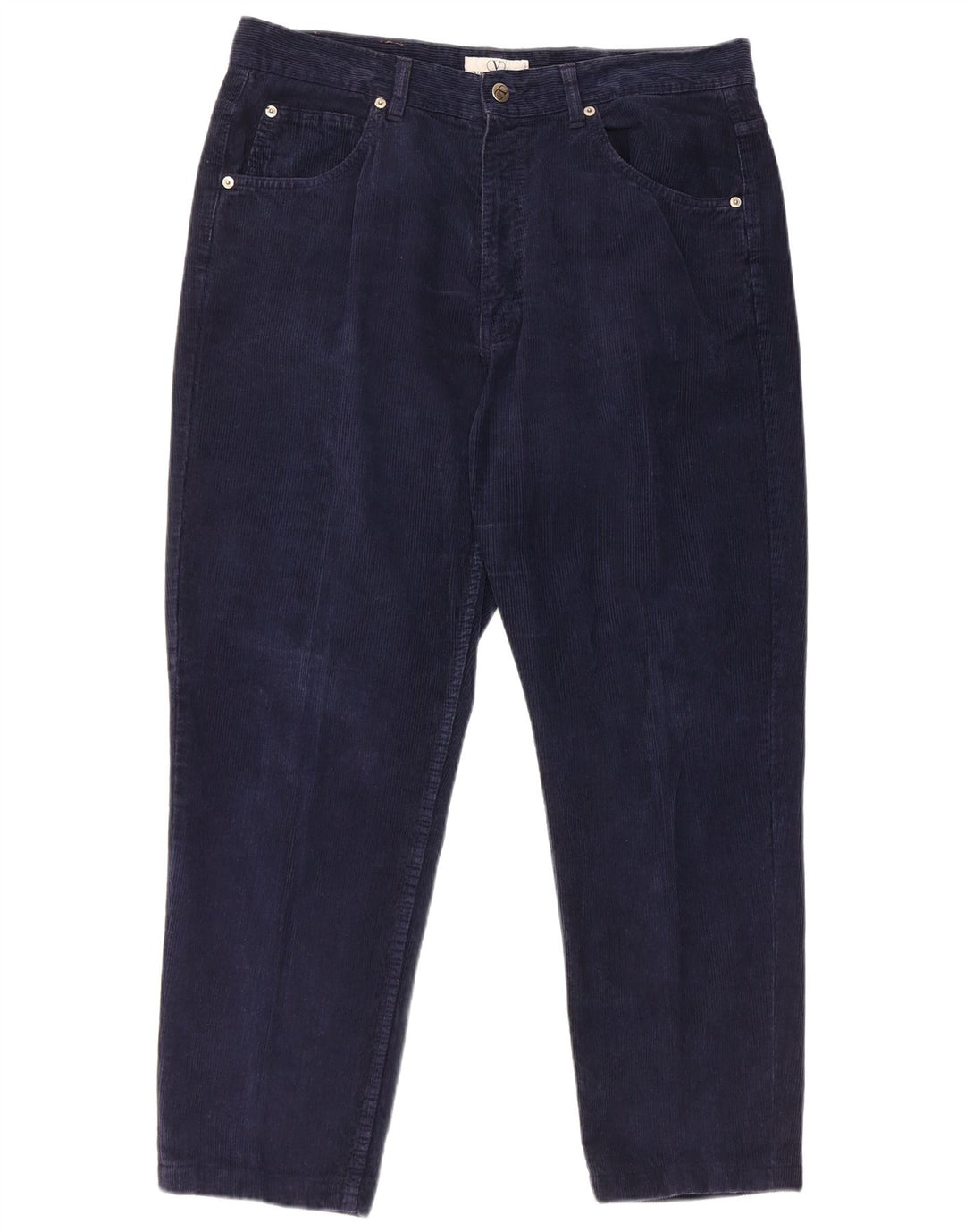 VALENTINO Mens Straight Corduroy Trousers W40 L28 Navy Blue Cotton
